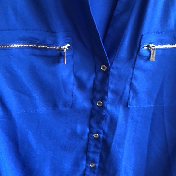Calvin Klein Womans LS Blue Shirt Size M 100% Polyester - Picture 3 of 8